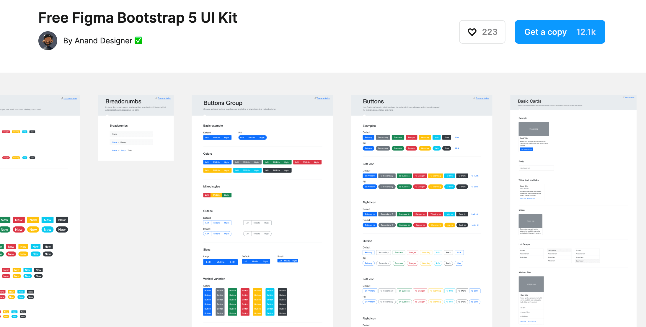 無料で使えるBootstrap5のUIKit Free Figma Bootstrap 5 UI Kit