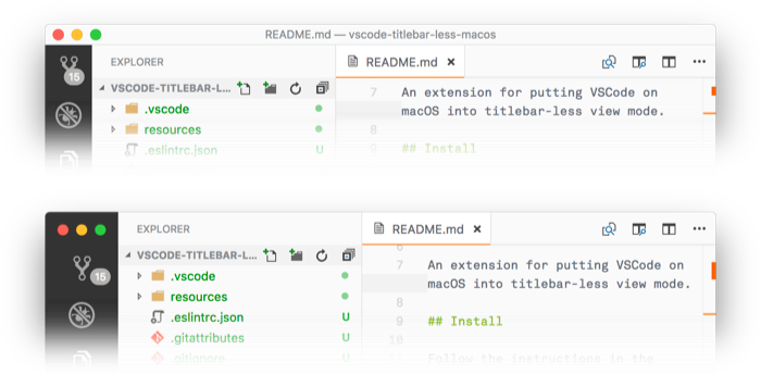 Titlebar-Less VSCode on macOS