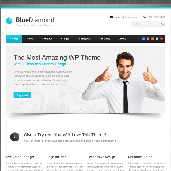 Wordpress 低価格なコーポレートサイト向けテーマ Blue Diamond